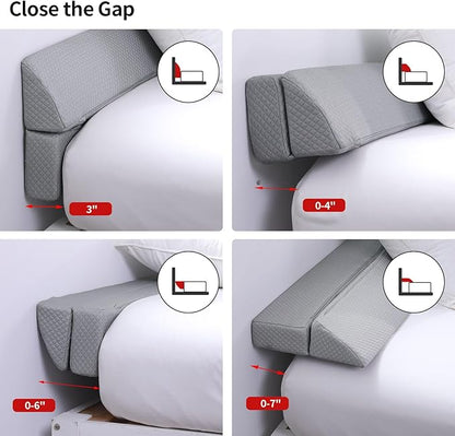 Pillow Wedge for Headboard Gap,Bed Gap Filler Full Size,Foldable Bed Wedge Pillow for Headboard,Light Grey Bed Wedge Gap Filler,Foam Mattress Gap Filler,54"x6"x6" - LeafyLoom