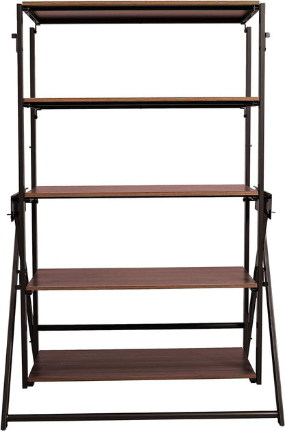 Origami modern 2 in 1 shelf to table Style, Organizer Deco Rack magically turn to a table/desk in a second,Fully assembled, Vintage Bronze/Oak/US patent pending (STT-VBWOAK) - LeafyLoom