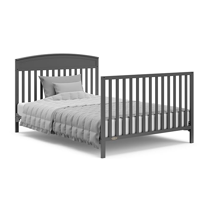 Graco Benton 5-in-1 Convertible Crib (Gray) – GREENGUARD Gold Certified, Converts from Baby Crib to Toddler Bed, Daybed and Full-Size Bed, Fits Standard Full-Size Crib Mattress - LeafyLoom