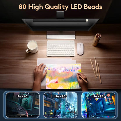 Monitor Light Bar with RGB Backlight, Flat/Curved Screen Bar Reduce Eye Strain Monitor Lamp USB Powered Led Desk Lamp 17.7 inch with Dimming Memory for Desktop Space Saving and Gaming Home Office - LeafyLoom