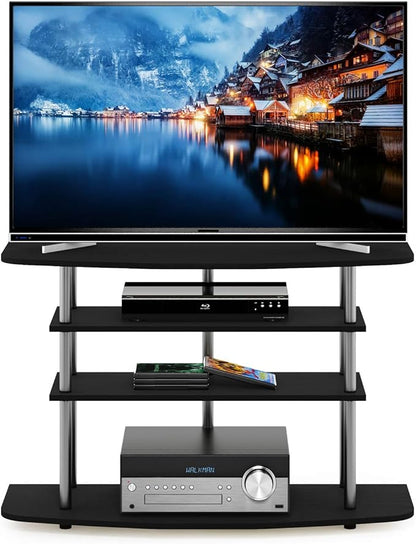 Furinno Frans Turn-N-Tube TV Stand for TV Size up to 43 Inch, 4-Tier, Black Oak - LeafyLoom