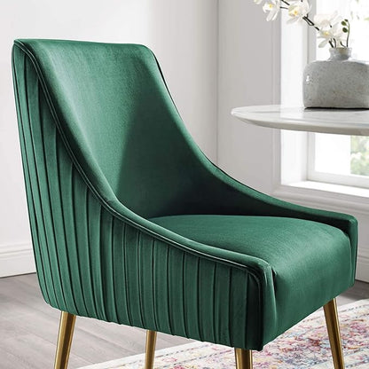 Modway Discern Pleated Back Upholstered Performance Velvet Dining Chair, Green - LeafyLoom