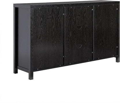 Walker Edison Boho Arched Rattan 2-Door Sideboard, 58 Inch, Black - LeafyLoom