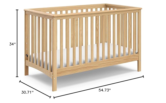 Storkcraft Hillcrest 4-in-1 Convertible Crib (Natural) - Converts to Daybed, Toddler Bed, and Full-Size Bed, Fits Standard Full-Size Crib Mattress, Adjustable Mattress Support Base - LeafyLoom