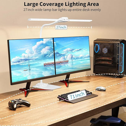 KableRika Desk Lamp Double Light: Bright Led Desk Lights for Home Office - Eye Care Reading Table lamps with Base - Dimmable Desktop lighting for Computer Monitor Study Drafting - LeafyLoom