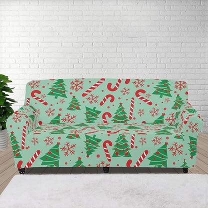 FKELYI Green Christmas Tree Sofa Slipcover Comfortable Sofa Couch Cover with Elastic Bottom Stretch Furniture Protector for Indoor L FKELYI