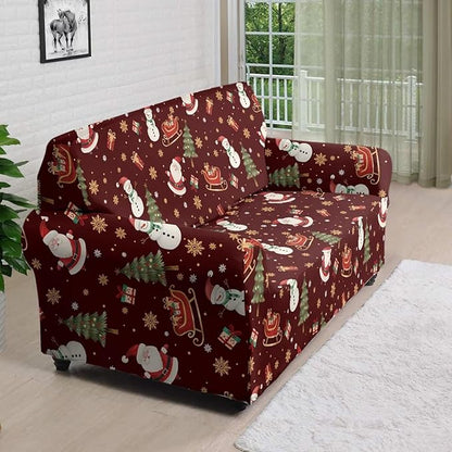 FKELYI Red Christmas Sofa Couch Cover for Indoor Non-Slip Furniture Protector Easy Going Stretch Sofa Slipcover Washable Sofa Slipcovers L FKELYI