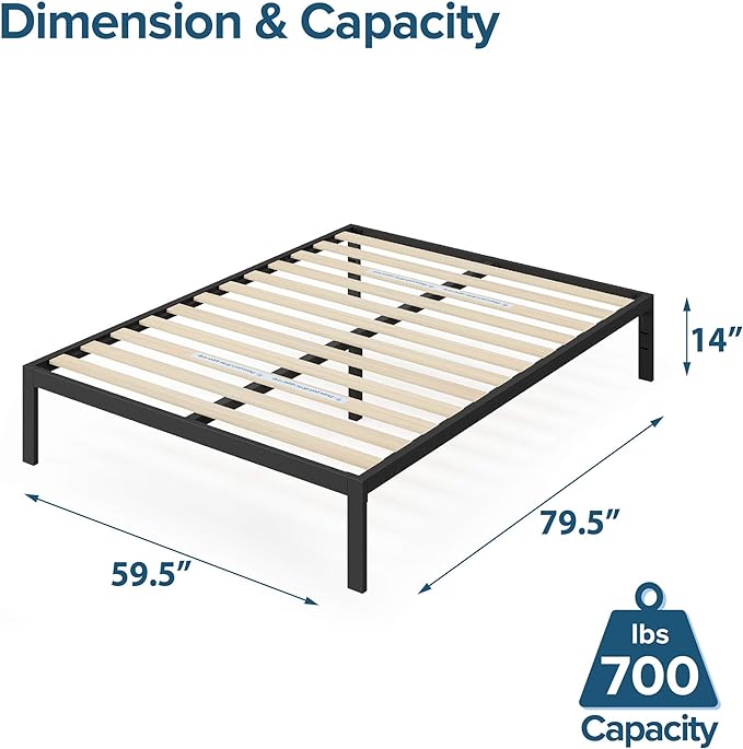 ZINUS 12 Inch Green Tea Cooling Gel Memory Foam Mattress and Mia Platform Bed Frame Set / Bed and Mattress Set / No Box Spring Needed / Mattress in a Box, Queen - LeafyLoom