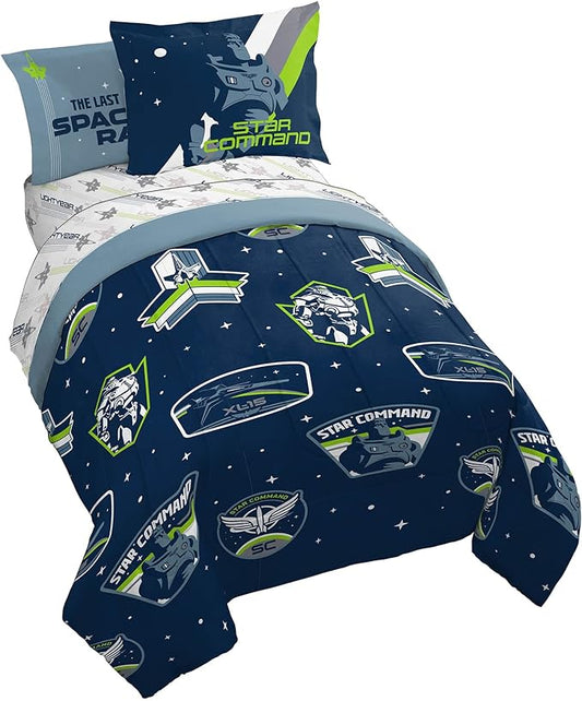 Jay Franco Disney Pixar Lightyear Space Command 5 Piece Twin Size Bed Set - includes Comforter & Sheet Set - Bedding Features Buzz - Super Soft Kids Fade Resistant Microfiber (Official Product) - LeafyLoom