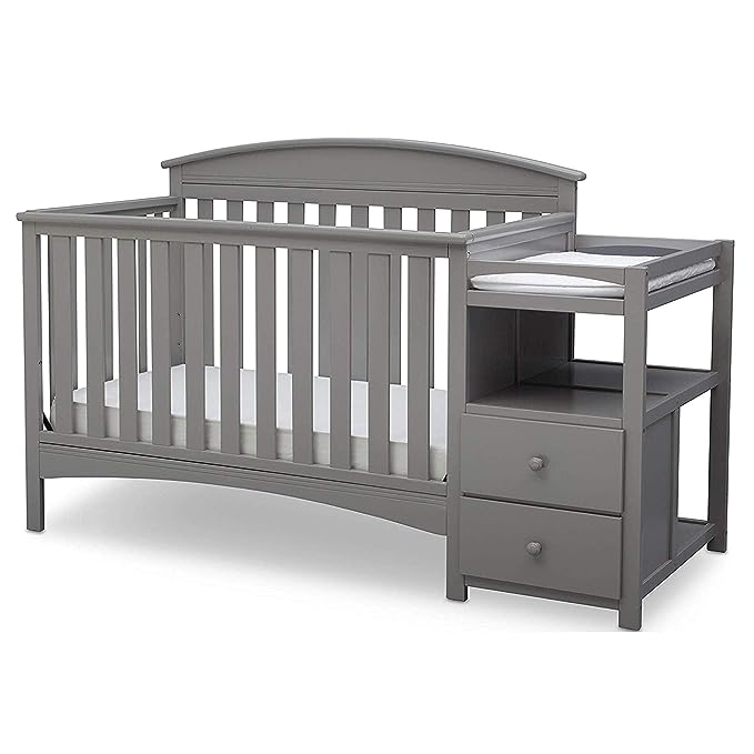 Delta Children Abby Convertible Crib and Changer, Grey - LeafyLoom