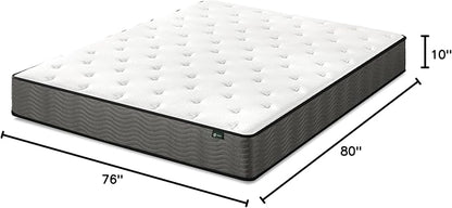 ZINUS 10 Inch True Support Hybrid Mattress [New Version], King, Fiberglass free, Medium Feel, Motion Isolation, Certified Safe Foams & Fabric, Mattress in A Box - LeafyLoom