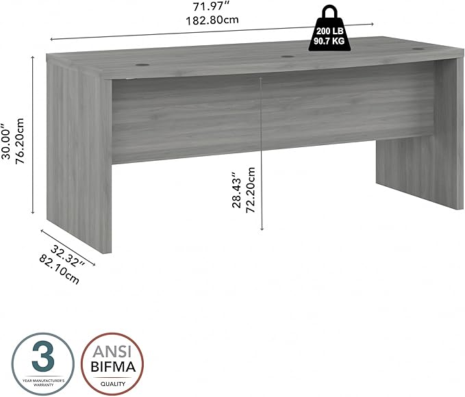 Bush Business Furniture Echo Bow Front Desk, 72W, Modern Gray - LeafyLoom