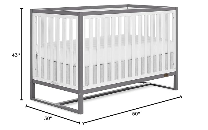 Arlo 5-in-1 Convertible Crib in Steel Grey and White, JPMA Certified, 3 Mattress Height Settings, Non-Toxic Finish, Made of Sustainable and Sturdy Pinewood - LeafyLoom