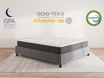 Ottomanson 9" Full Mattress in a Box Made in USA, Medium-Firm Mattress, Hybrid Mattress Cool Improved Airflow with Edge to Edge Pocket Coil, Bed in A Box, Ottopedic - LeafyLoom