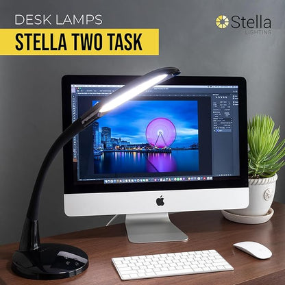 Stella Two Premium 11W LED Desk Task Lamp, Dimmable, Custom Color Temperature, Adjustable, and Remote Controlled Modern Desk Lamp for Living Room, Bedroom, and Office Lighting - LeafyLoom