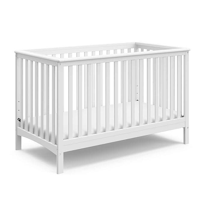 Storkcraft Hillcrest 4-in-1 Convertible Crib (White) - Converts to Daybed, Toddler Bed, and Full-Size Bed, Fits Standard Full-Size Crib Mattress, Adjustable Mattress Support Base - LeafyLoom