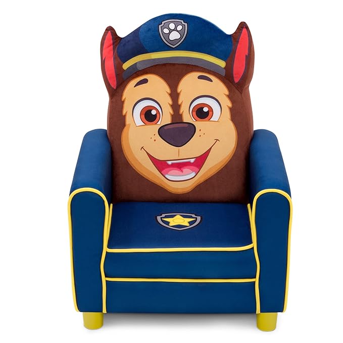 Delta Children Figural Upholstered Kids Chair, Nick Jr. PAW Patrol Chase,Wood, Blue - LeafyLoom