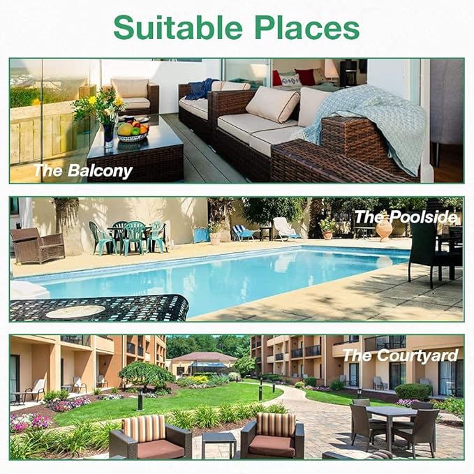 Outdoor Patio Furniture Sets 4 Pieces Patio Set Rattan Chair Wicker Sofa Conversation Set Patio Chair for Backyard Lawn Porch Poolside Balcony Garden Furniture Sets with Coffee Table (Black) - LeafyLoom