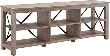 Henn&Hart Rectangular TV Stand for TV's up to 80" in Gray Oak, Electric Fireplace TV Stands for the Living Room - LeafyLoom