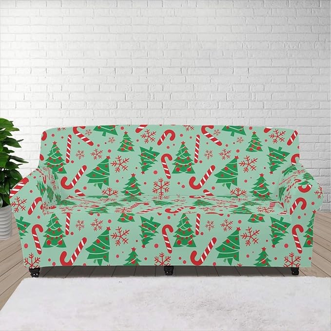 FKELYI Green Christmas Tree Sofa Slipcover Comfortable Sofa Couch Cover with Elastic Bottom Stretch Furniture Protector for Indoor XL FKELYI