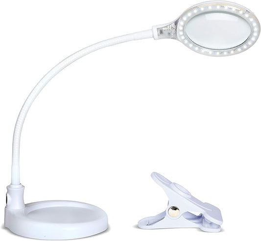 Brightech LightView Pro Flex 2 in 1 Magnifying Desk Lamp, 2.25x Light Magnifier, Adjustable Magnifying Glass with Light for Crafts, Reading, Close Work - LeafyLoom