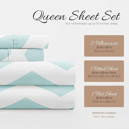 Linen Market 3 Piece Twin Bedding Sheet Set (Turquoise Arrow) - Sleep Better Than Ever with These Ultra-Soft & Cooling Bed Sheets for Your Twin Size Bed - Deep Pocket Fits 16" Mattress - LeafyLoom