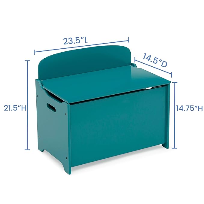 Delta Children MySize Deluxe Toy Box, Teal - LeafyLoom