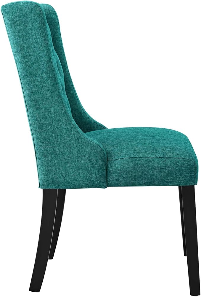 Modway Baronet Button Tufted Fabric, One Dining Chair, Teal - LeafyLoom