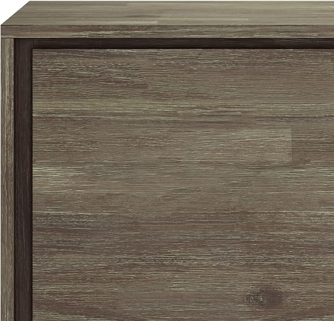 SIMPLIHOME Lowry SOLID ACACIA WOOD and Metal 39 Inch Wide Modern Industrial Medium Storage Cabinet in Distressed Grey, For the Living Room, Entryway and Family Room - LeafyLoom