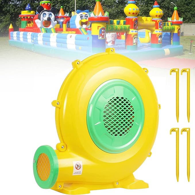 Air Blower 750 Watts with 4M Wire, 2550Pa Pump Fan Commercial Inflatable Bounce House Blower, Used for Inflatable Bouncy Castle and Jump Slides (750W,1HP) - LeafyLoom