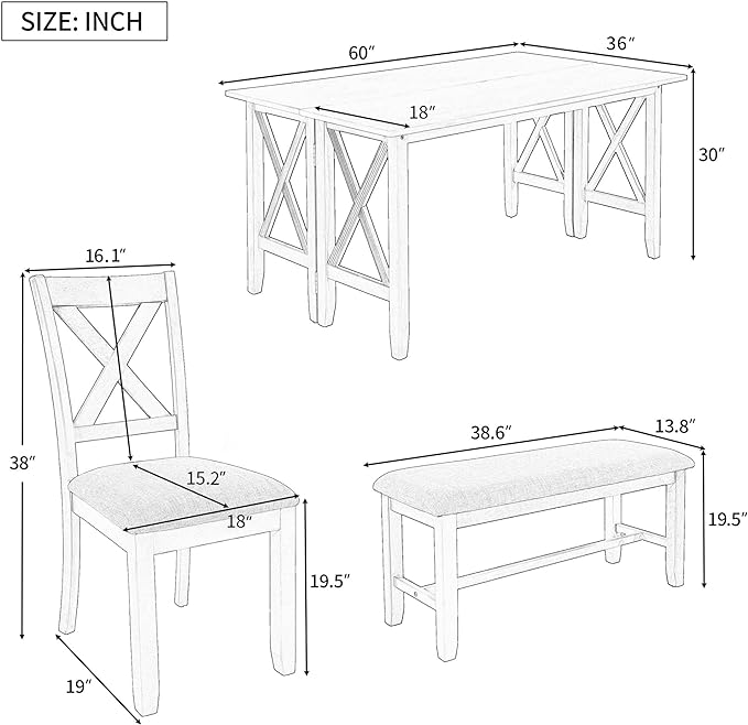 6-Piece Family Dining Set Solid Wood Space Saving Foldable Table and 4 Chairs with Bench, Easy to Assemble, for Living, Guest Room, Home Bar and Kitchen, Espresso - LeafyLoom