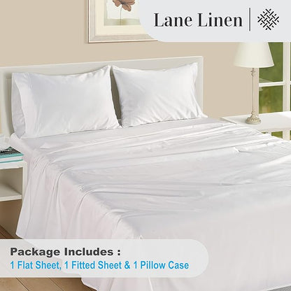 LANE LINEN 100% Egyptian Cotton Bed Sheets - 1000 Thread Count 3-Piece Twin XL Set Long Staple Bedding Sateen Weave Luxury Hotel Fits Upto 16" Mattress White - LeafyLoom