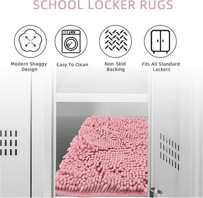 Locker Rug school girl rugs Carpet Chenille 100% Microfiber Locker Carpet with Non Skid Backing Locker Decorations (Pink, 11.5X17.5) - LeafyLoom