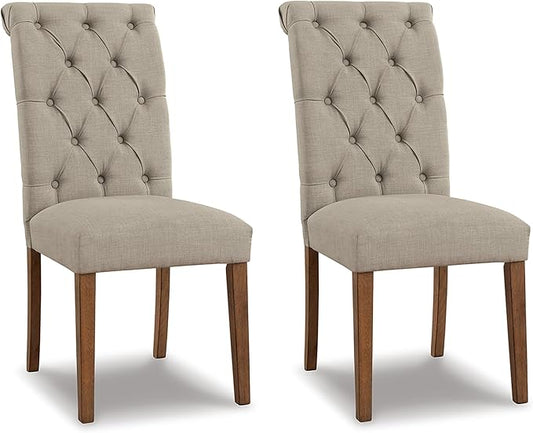 Signature Design by Ashley Harvina French Country 19" Tufted Upholstered Dining Chair, 2 Count, Beige - LeafyLoom