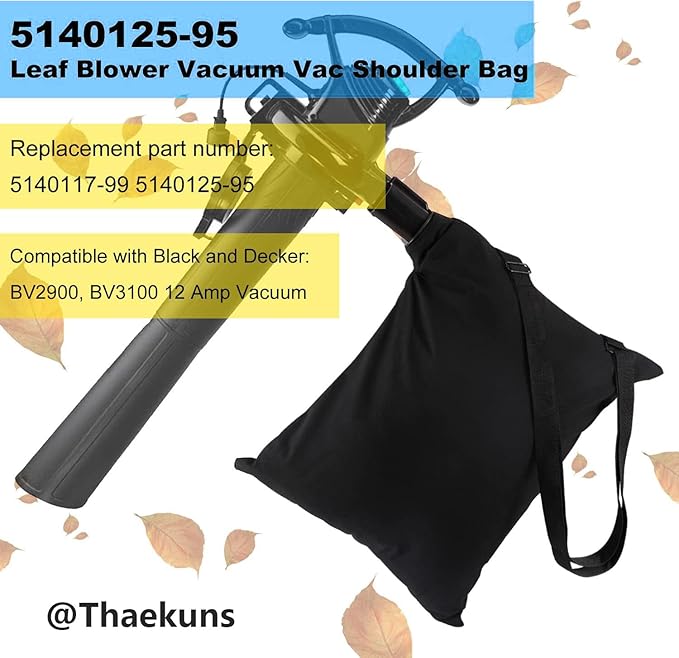 5140125-95 Shoulder Bag, Leaf Blower Vacuum for Black & Decker BV3100 - LeafyLoom