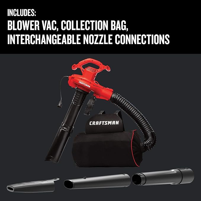 CRAFTSMAN Leaf Blower, Electric, 12-Amp (CMEBL700), Red - LeafyLoom