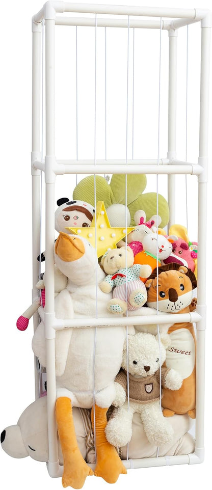 X-Large Stuffed Animal Zoo Storage Holder Stuffed Animal Storage Display Ideas PVC Plush with Bottom Net Toy Organizer Shelf Zoo Storage Cage for Doll Room Gift Play Room Nursery - LeafyLoom