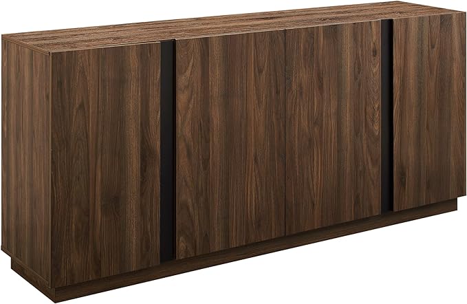 Walker Edison Liss Contemporary 4-Door Minimalist Sideboard, 70 Inch, Dark Walnut - LeafyLoom