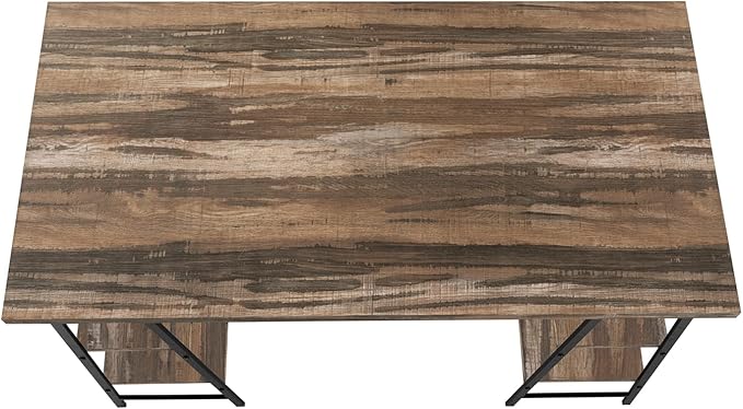 Monarch Specialties 7525 Computer Desk, Home Office, Laptop, Storage Shelves, 48" L, Work, Metal, Laminate, Black, Contemporary, Modern Desk-48, 47.25" L x 23.75" W x 30" H, Brown Reclaimed Wood-Look - LeafyLoom