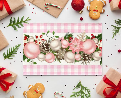 Nepnuser Pink and White Gingham Christmas Placemats Set of 4 Buffalo Check Plaid Xmas Decoration for Home Kitchen Dining Table Decoration Nepnuser