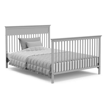 Storkcraft Carmel 5-in-1 Convertible Crib (Pebble Gray) - GREENGUARD Gold Certified, Converts to Toddler Bed & Full-Size Bed, Fits Standard Full-Size Crib Mattress, 4 Adjustable Mattress Heights - LeafyLoom