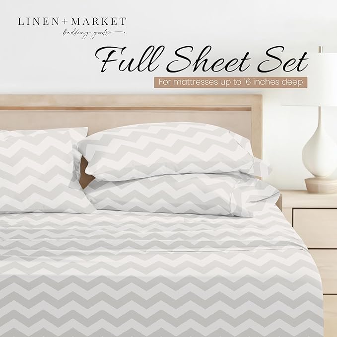 Linen Market 4 Piece Queen Bedding Sheet Set (Gray Arrow) - Sleep Better Than Ever with These Ultra-Soft & Cooling Bed Sheets for Your Queen Size Bed - Deep Pocket Fits 16" Mattress - LeafyLoom