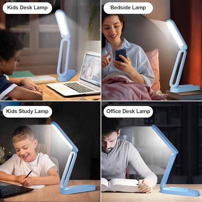 LED Desk Lamp for Office Home & Battery Operated Lamp Rechargeable Lamp Foldable & Portable Light, LED Desk Light Strip, 3 Brightness Dimmable Small Desk Lamp Wireless Reading Lamp - LeafyLoom