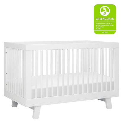 Babyletto Hudson 3-in-1 Convertible Crib with Toddler Bed Conversion Kit in White, Greenguard Gold Certified , 53.75x29.75x35 Inch (Pack of 1) - LeafyLoom