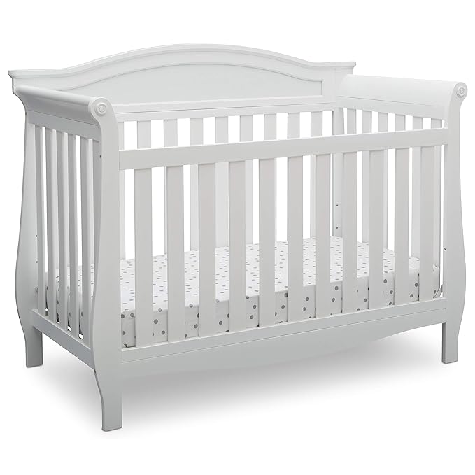 Delta Children Lancaster 4-in-1 Convertible Baby Crib, Bianca White - LeafyLoom