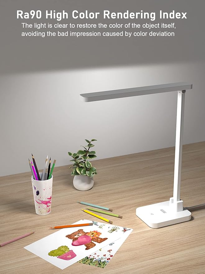 LED Desk Lamp, Dimmable Desk Light Touch Control with 4 Brightness Level, Eye Caring Reading Lamp, Desk Lamps for Home Office, Foldable Table Lamp for Study Dorm School students college Gifts - LeafyLoom