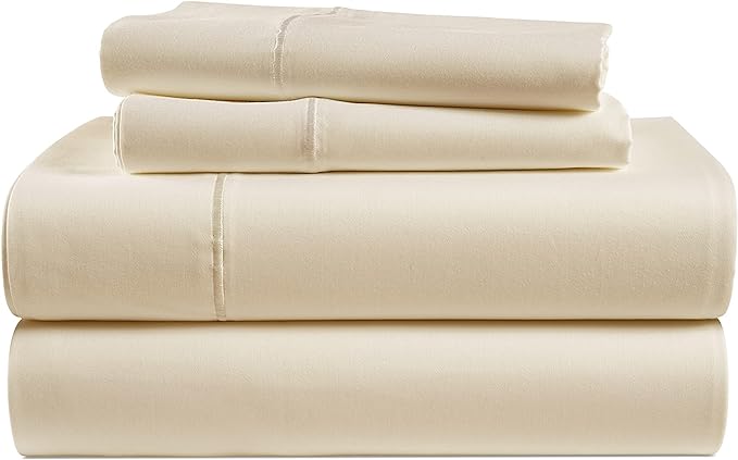 LANE LINEN Luxury 100% Egyptian Cotton Bed Sheets - 1000 Thread Count 4-Piece Ivory Full Set Bedding Sateen Weave Hotel 16" Deep Pocket (Fits Upto 17" Mattress) - LeafyLoom