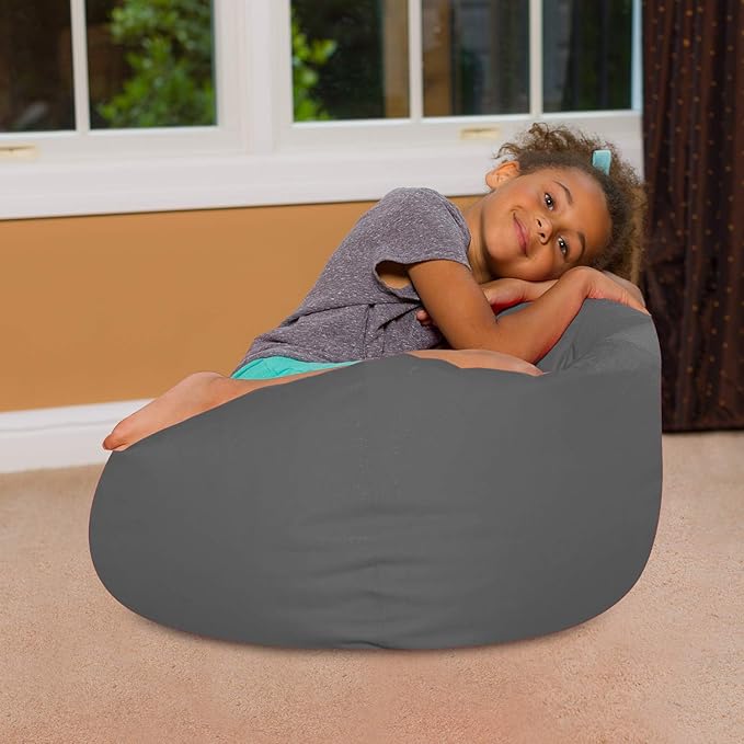 Posh Creations Bean Bag Chair for Kids, Teens, and Adults Includes Removable and Machine Washable Cover, Heather Gray, 27in - Medium - LeafyLoom