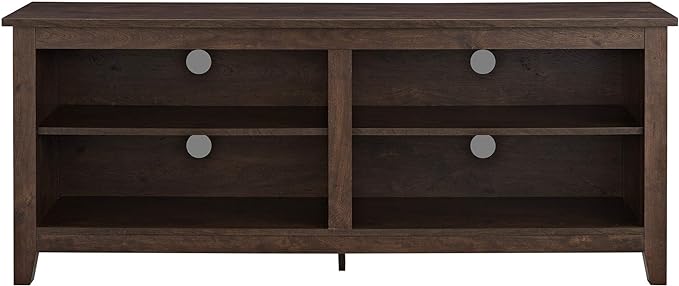 Walker Edison Wren Classic 4 Cubby TV Stand for TVs up to 65 Inches, 58 Inch, Brown - LeafyLoom