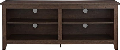 Walker Edison Wren Classic 4 Cubby TV Stand for TVs up to 65 Inches, 58 Inch, Brown - LeafyLoom